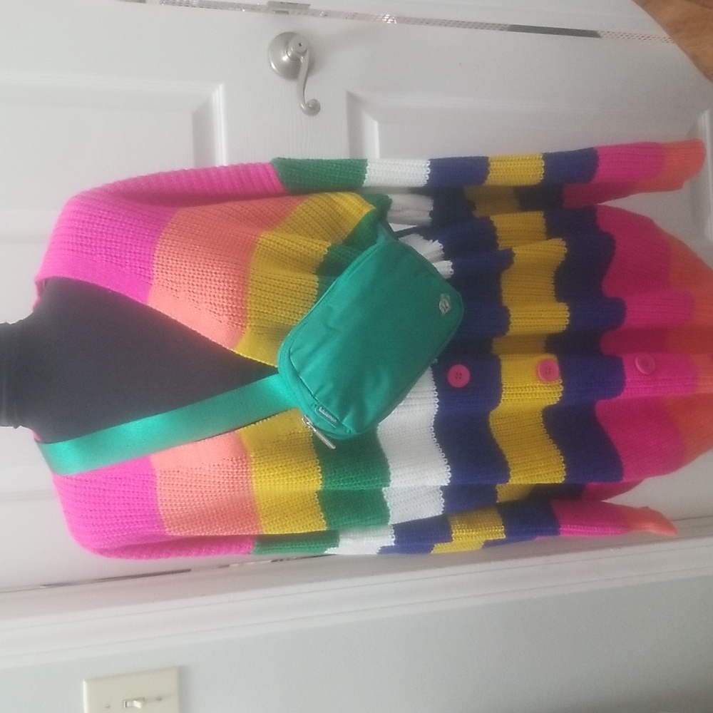 BIBI Fuschsia Multi Stripped Cardigan (xl)NWT - Picture 7 of 10
